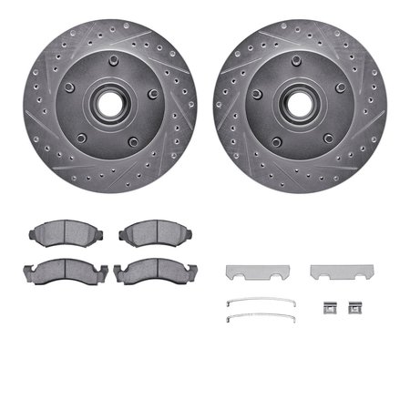 DYNAMIC FRICTION CO 7312-54018, Rotors-Drilled, Slotted-SLV w/3000 Series Ceramic Brake Pads incl. Hardware, Zinc Coat 7312-54018